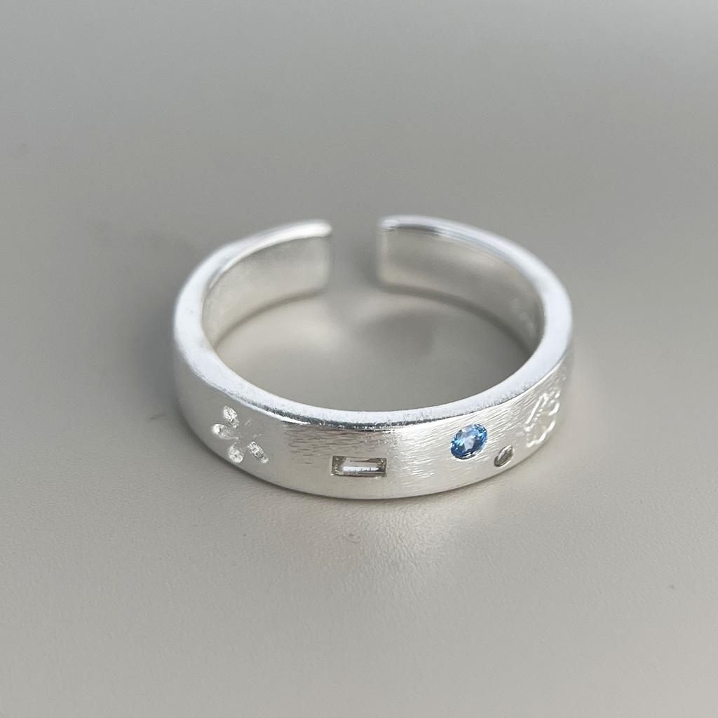 Xiaomi BF CLUB 925 Sterling Silver Ring For Women Jewelry Blue CZ Open Vintage Handmade Ring Allergy For Party Birthday Gift