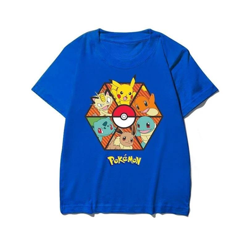 Pokemon Tshirt Pikachu Squirtle Bulbasaur Charmander Cotton Kids Adult Tee Anime Top Original Print Oversized Y2k Short Sleeve