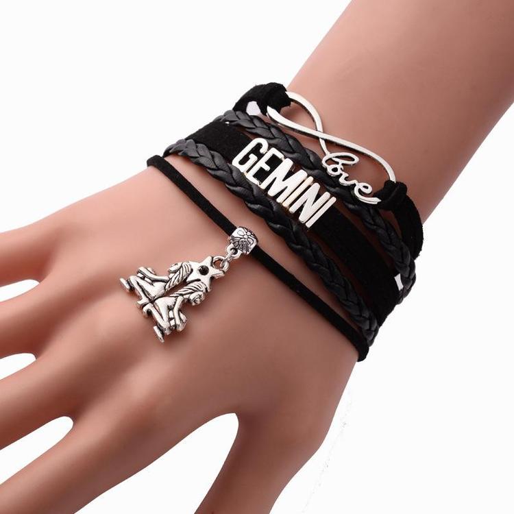 12 Sternbild-Lederarmbänder, Unisex, Sternzeichen, handgefertigt, Vintage, Unendlichkeit, Liebe, Widder, Stier, Zwillinge, Krebs, Jungfrau, Skorpion