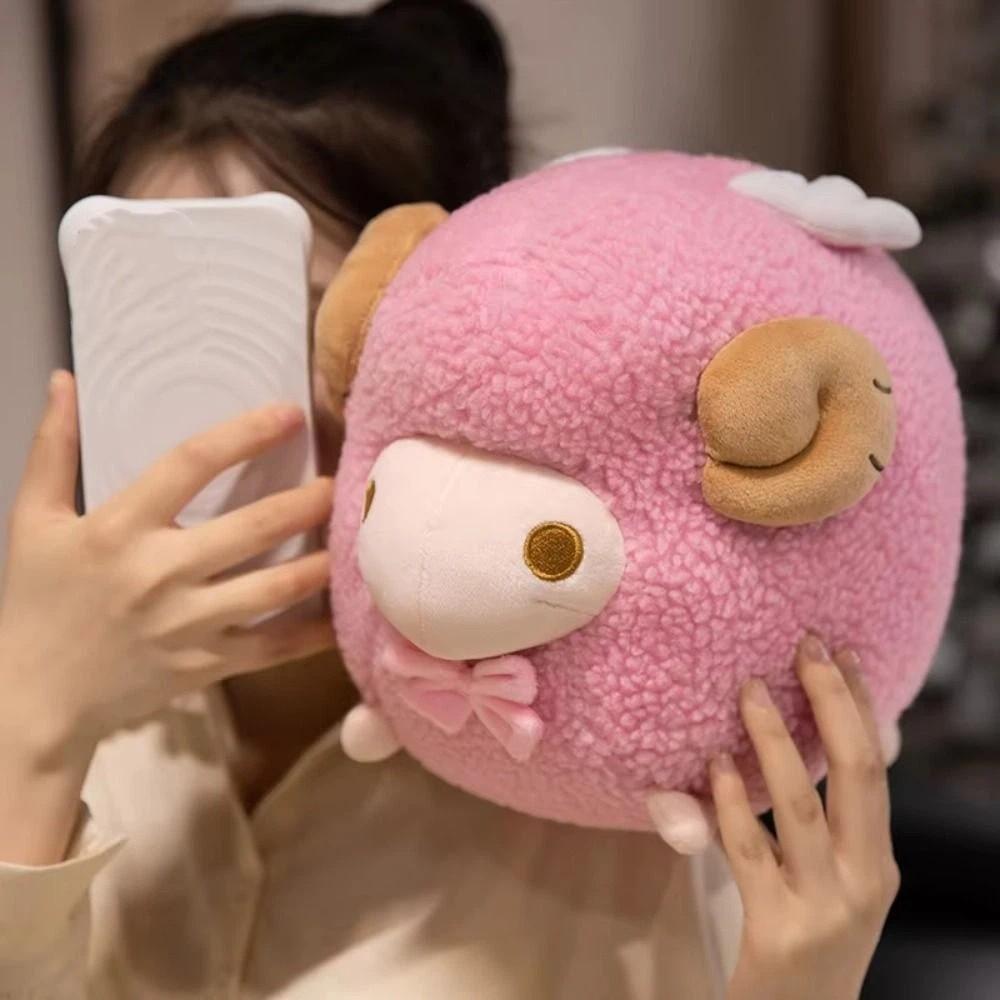 Purple Color Round Sheep Plush Doll Pink Color Sheep Plush Pillow Argali Goat Plush Toy  Kids Room