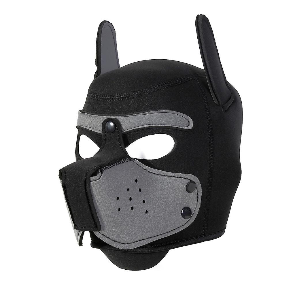 Modische, sexy Unisex-Kostüme mit Cosplay-Loch-Hundekopfbedeckung, Vollgesichts-Fetisch-Maskenhaube für Welpenspiele, Urlaubspartys