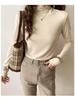 Double-Sided Fleece Semi-High Collar Long-Sleeve Women's Top