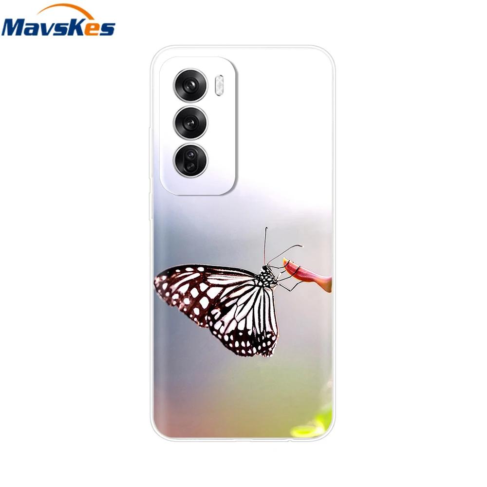 OPPO Reno 12 Pro 5G Case Fashion Flower Silicone Phone Case For OPPO Reno 12 Cover Reno12 Pro Bumper 2024 Soft Black TPU Fundas