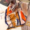 Scarf with print, women' synthetic silk, gift scarf, 70x70