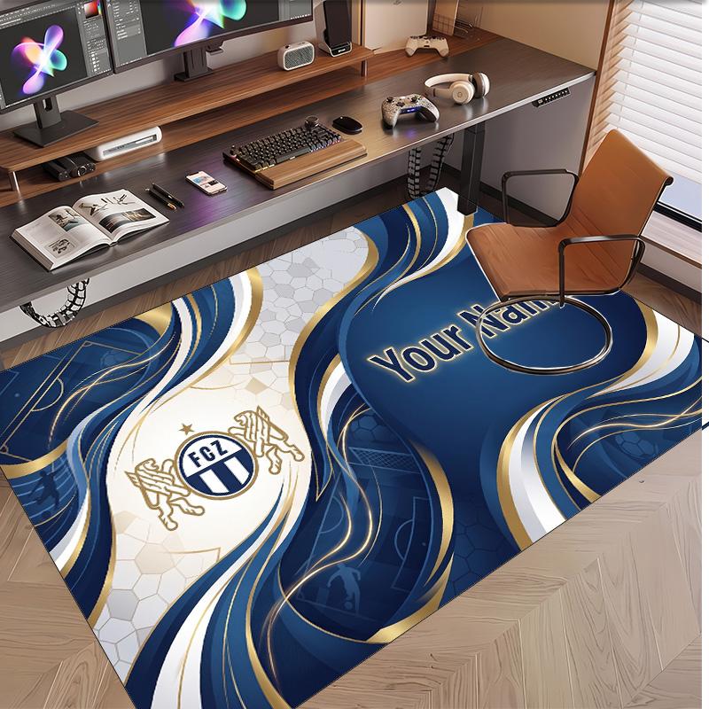 Personalized Crystal Velvet Carpet FC Zürich Pattern Non Slip Floor Rug