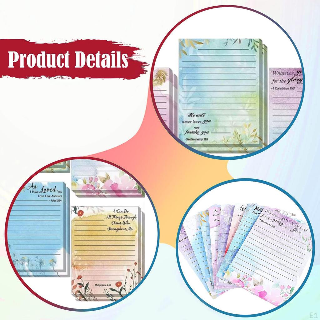 Floral Design Sticky Notes, Lined Lightweight, Removable, for Messages, Tasks Home