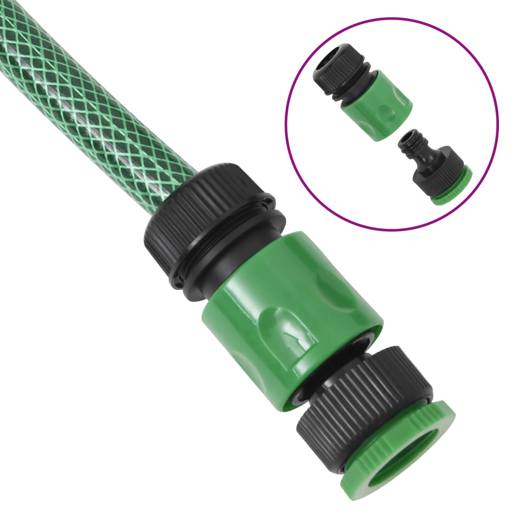 Vidaxl Garden Hose with Connector Set, Green, 0.6", 20 M, Pvc
