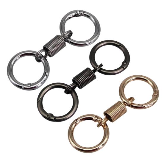 6Pcs Retro Spring Double Ring Keychain Zinc Alloy Anti-Lost Stretchy Key Organizer with Lobster Clasp Multi-functional Tool