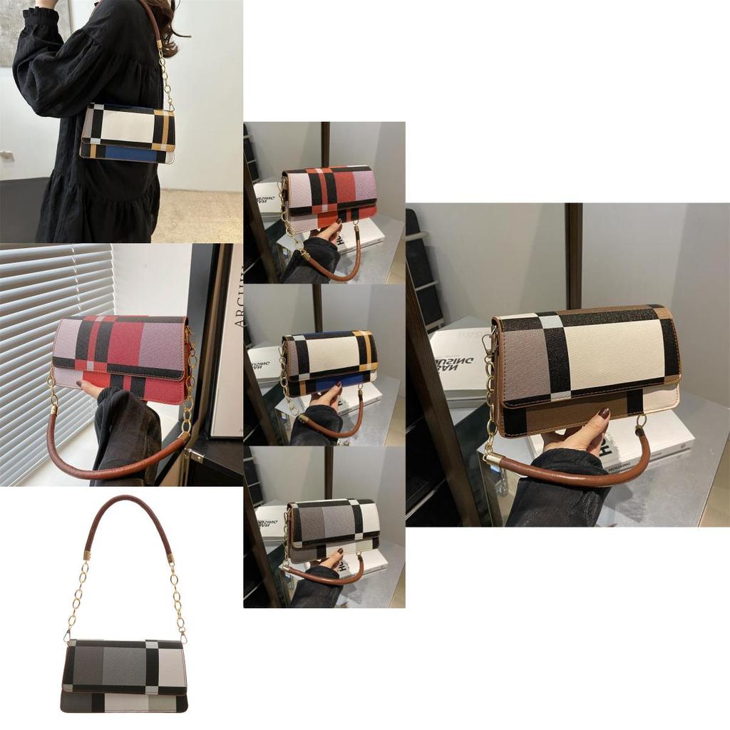 Trendy Fashion Contrast Color Small Square Bag For Women Stylish Summer Handbag