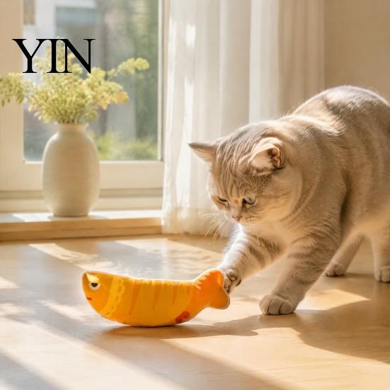 Bite Resistant Cat Plush Catnip Fish Toy, Interactive Stuffed Toy with Crinkle Chew Kick Toys for Cats Sound, Soft Kicker Indoor Cats, Kittens Anxiety