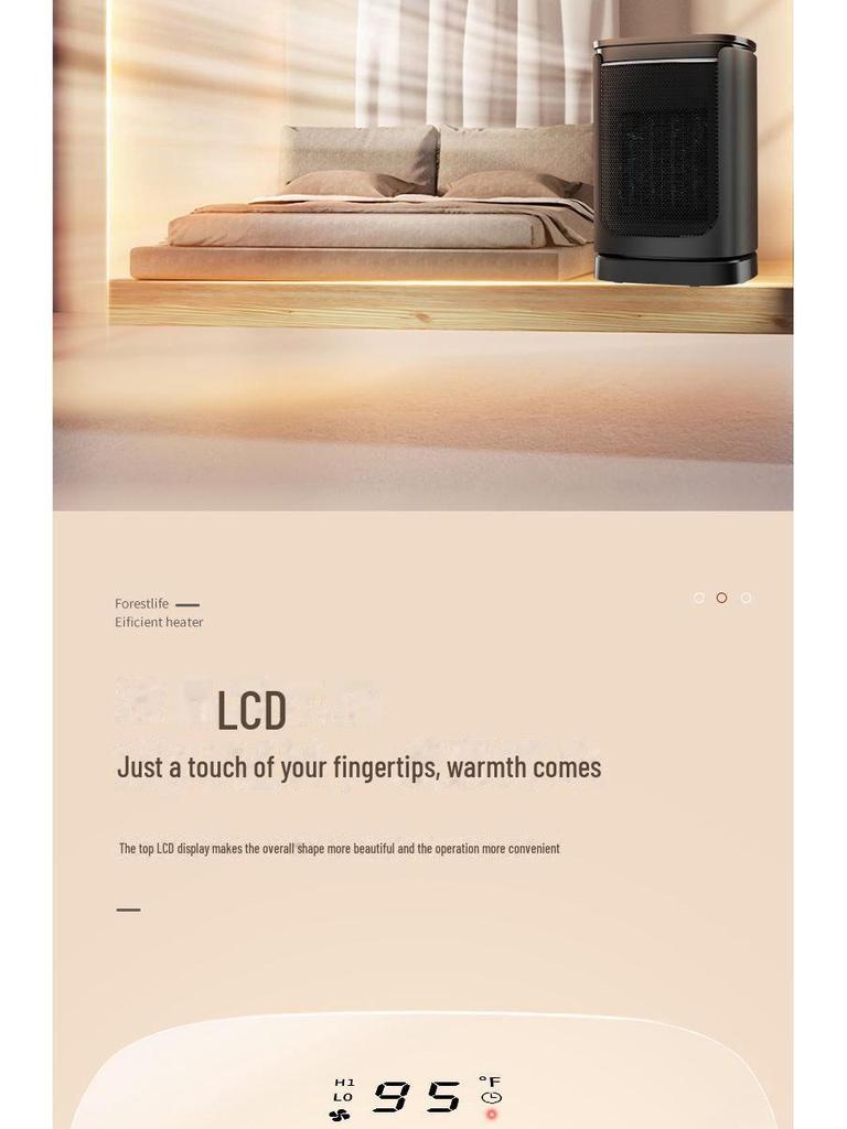 Digital Display Remote-Control Desktop Heater with Oscillation, Fast Heating, Intelligent PTC Hot Air Blower for Home and Office