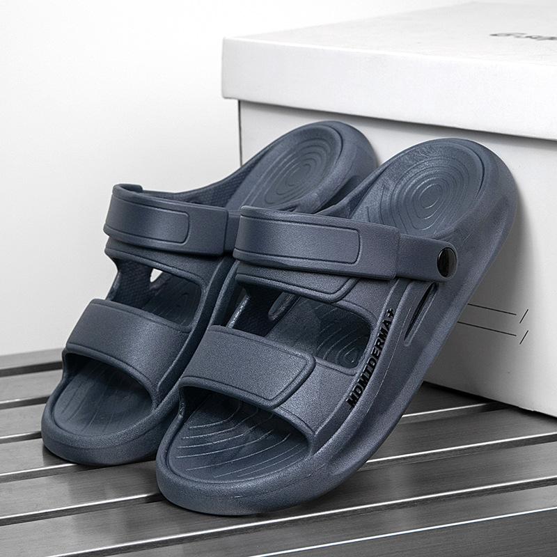 

Новые уличные сандалии летние мужские на толстой подошве нескользящие и износостойкие повседневные пляжные туфли для улицы для вождения крутые шлепанцы 44/45 синий