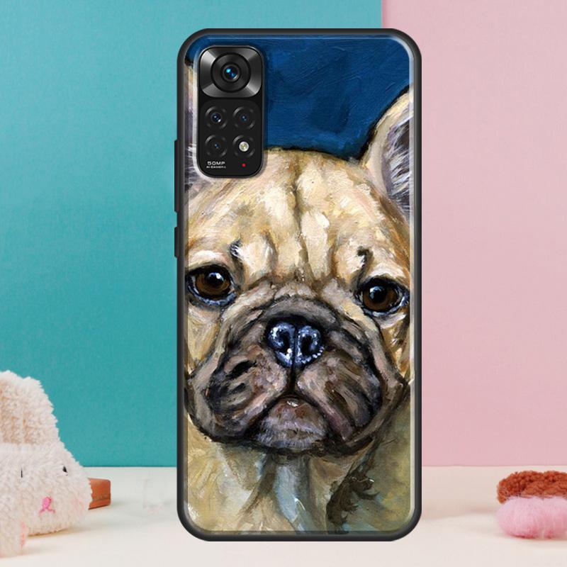 Watercolor French Bulldog Painting Case For Xiaomi Redmi Note 13 Pro 14 12 11 9 10 9S 10S 11S 12S Redmi 14C 13C 10C 12C Cover