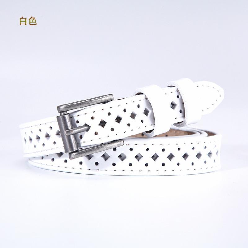 Mei Mary Cowhide belt women's genuine leather easiest for matchcut out decorative jeans belt no punching thin belt