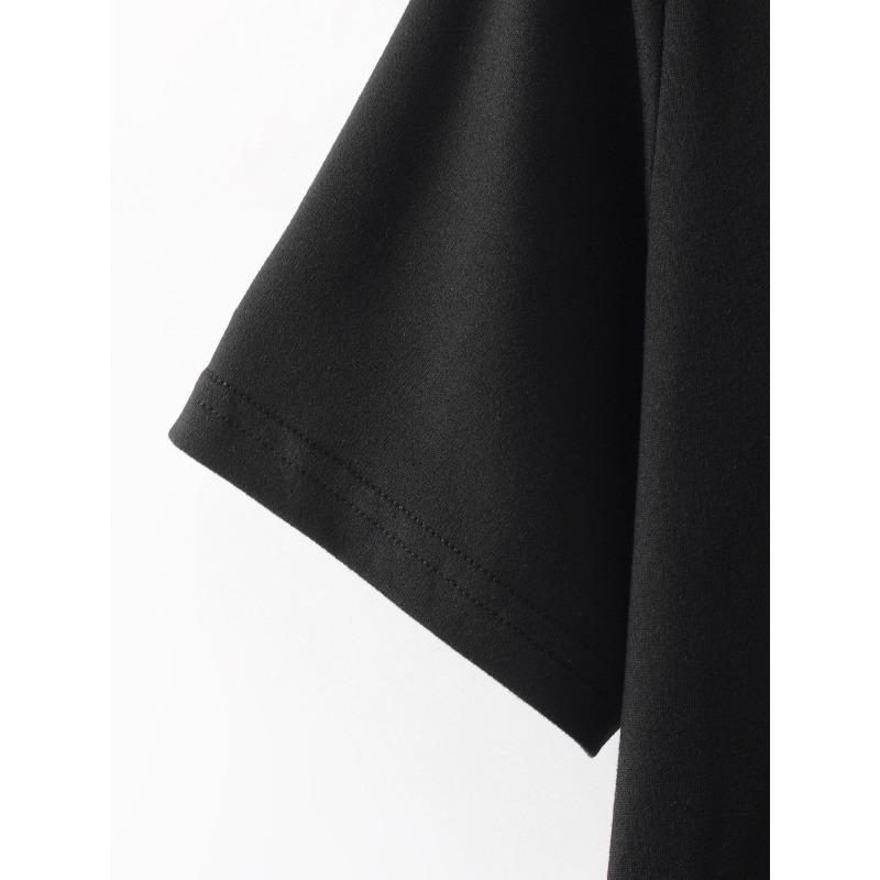 Europäische Größen Herren Freizeit Rundhals T-Shirt mit Geometrischem Buchstaben-Print, Kurzarm, Normale Passform, Sommer Pullover T-Shirt