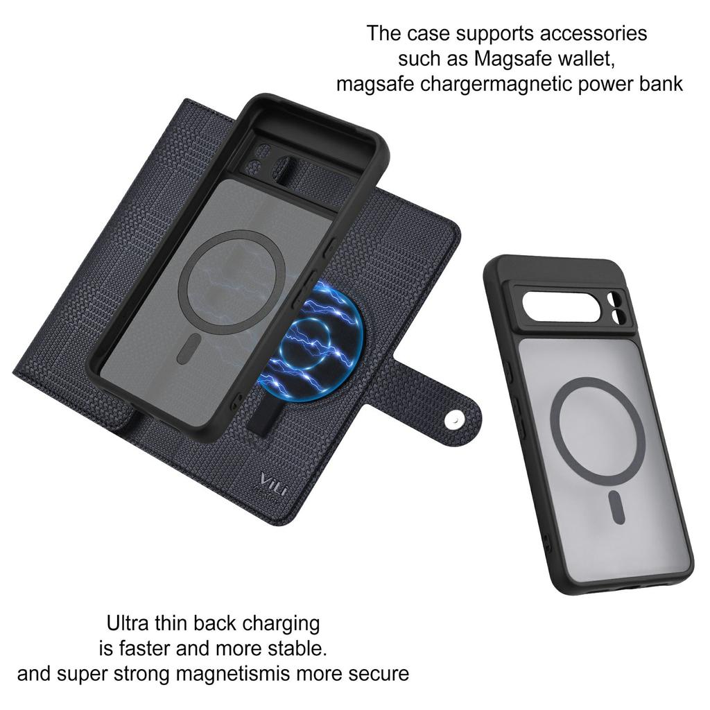 VILI GHA Series For Google Pixel 8 Pro RFID Blocking Case Card Holder Phone Cover Compatible with MagSafe