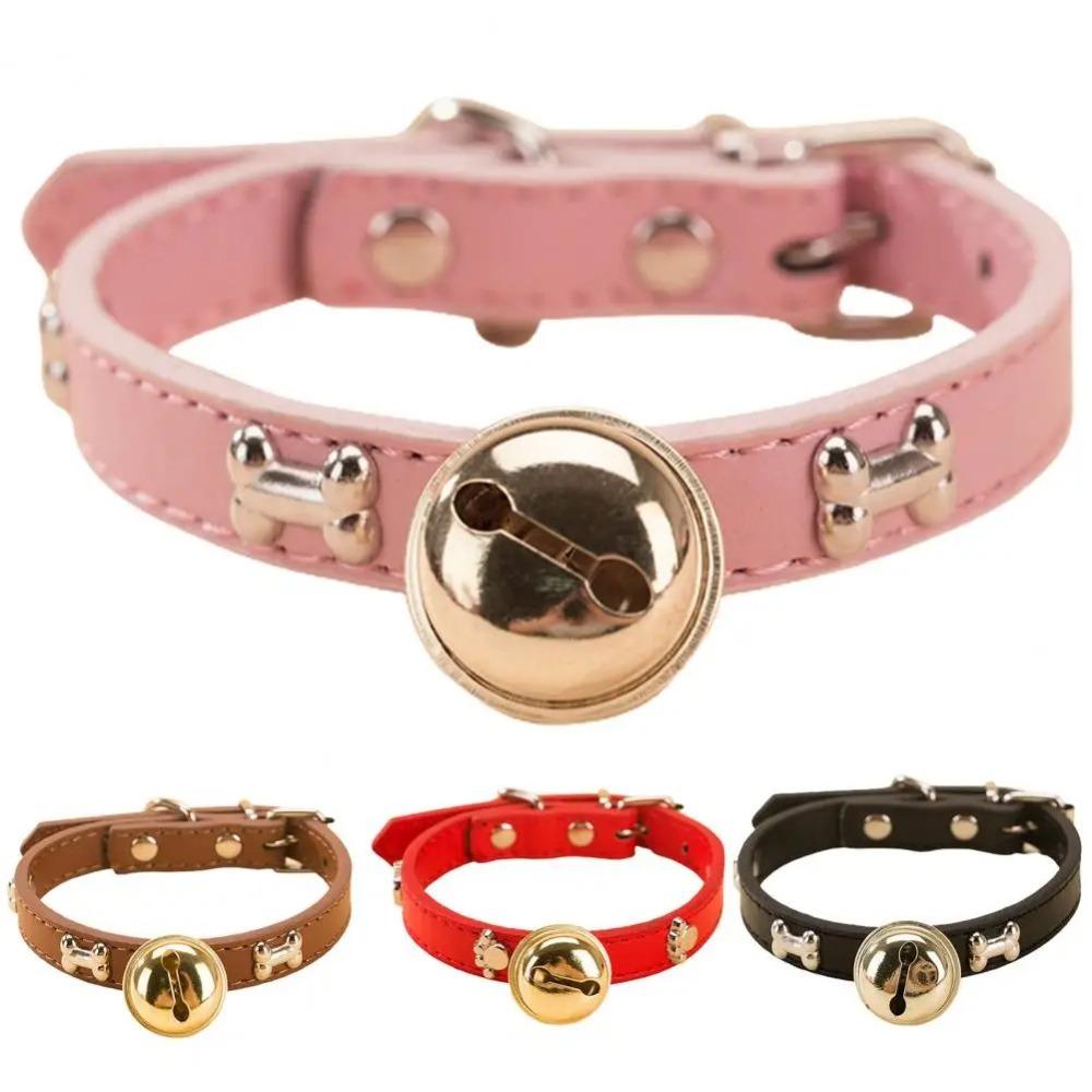Weiches Leder Hunde Spazierhalsband Haustier Pfotenabdruck Knochen Katze Glockenhalsband Für Kleinen Hund Kätzchen