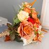 Exquisite Waterdrop Design Autumn Orange Flower Handheld Artificial Bouquet for Home Decoration and Events