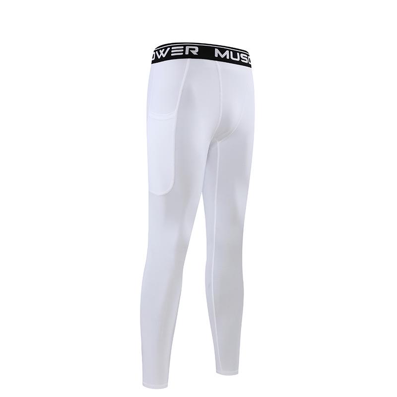 

Мужские быстросохнущие фитнес-брюки с высокой эластичностью и боковым карманом - Спортивные тайтсы для бега и тренировок с влагоотводящим эффектом L