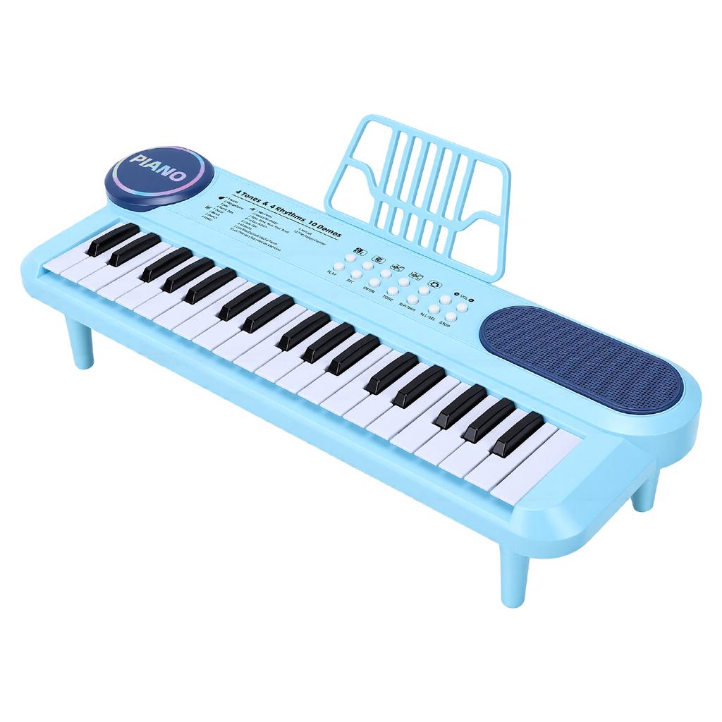 37 Tasten Kinder Keyboard Klavier mit Mikrofonständer Musikspielzeug Tragbares Elektronisches Klavier für Früherziehung Blau
