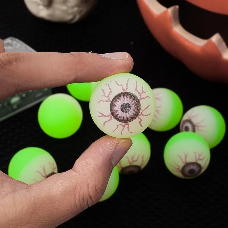 5/50pcs Glow In The Dark Bouncy Ball Halloween Eyeball Decoration Haunted House Home Bar Horror Props Luminous Fake Eyeballs