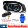 -10~120 Celsius Universal LCD 2 in 1 Gauge with Water Temperature Sensor Adapter 40mm NPT 1/8 Meter Voltmeter+Water Temp Display