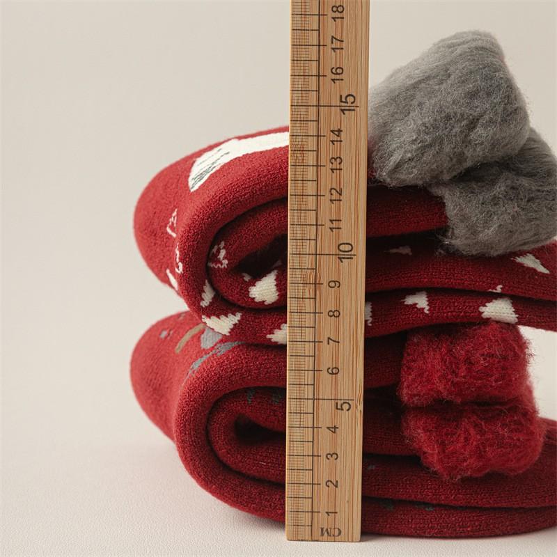 Womens Thick Fleece Lined Christmas Socks Mid-Calf Warm Winter Holiday With Reindeer