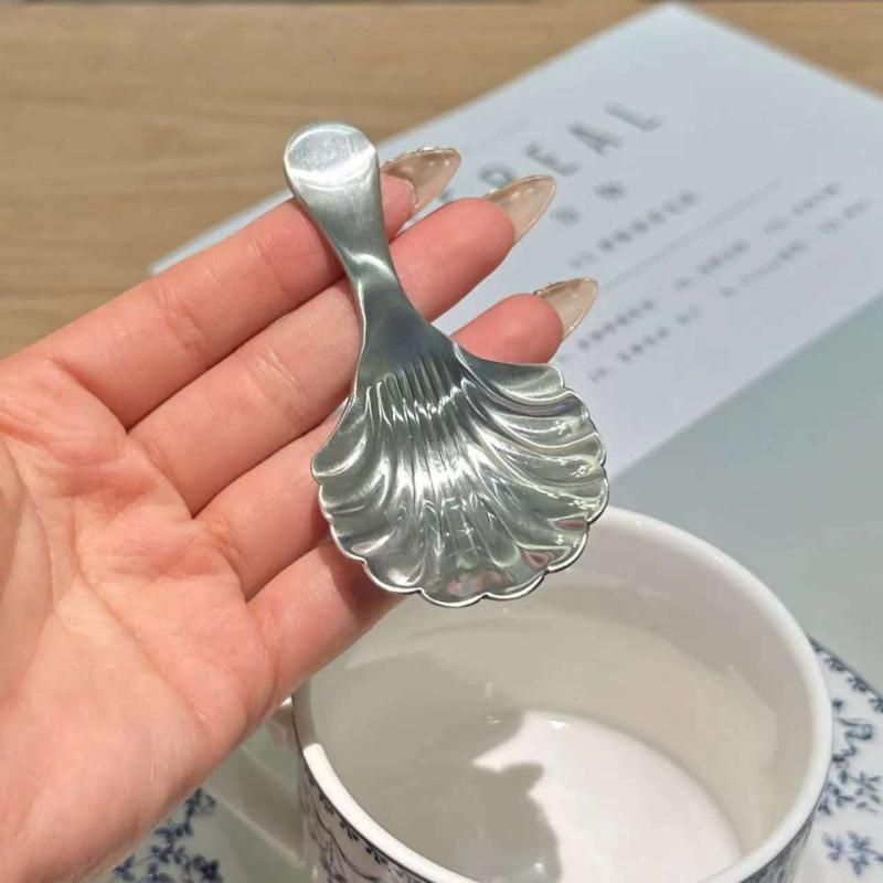 1/2/3Pcs Shell Tea Spoon Stainless Steel Stirring Sundae Coffee Tea Spoons Dessert Stirring Coffee Supplies Mini Small Coffee