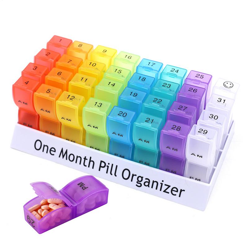 Monthly 32 Grids Pill Box Case Container Organizer Travel Pill Case Storage Box Organizer One Month Pill Medicine Container