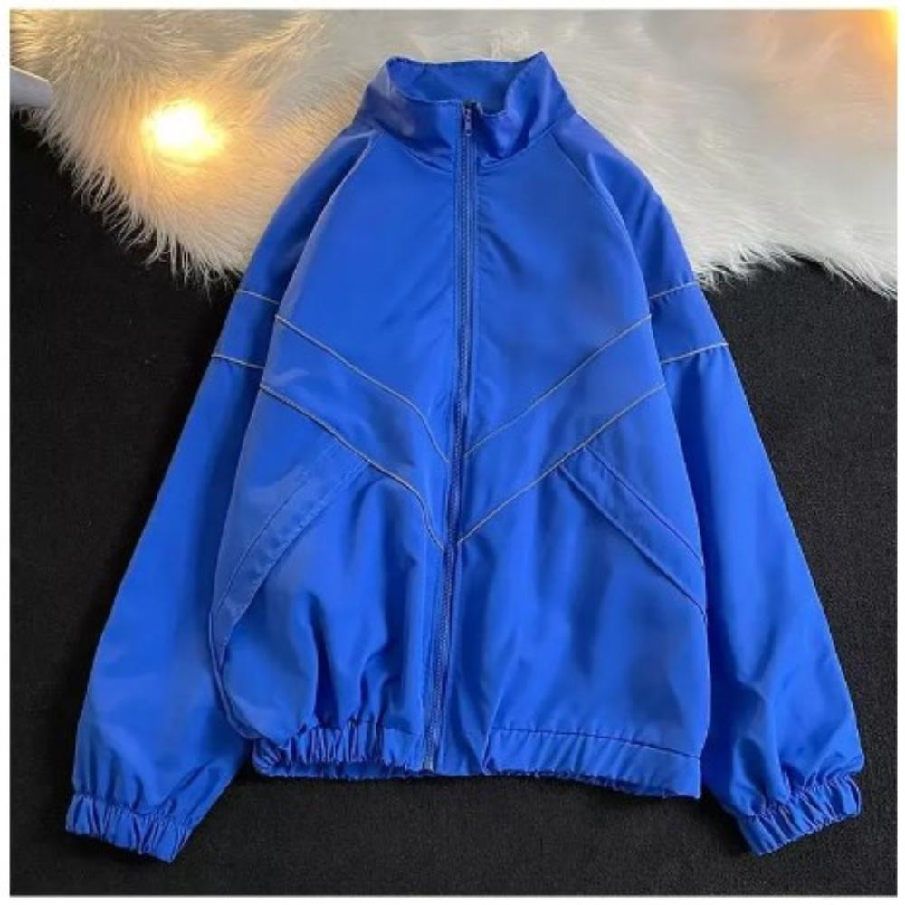 Men's Spring Autumn Casual Jacket Fashion Solid Line Design Oversize Streetwear Zipper Coats Male Outdoor Trend Cardigan