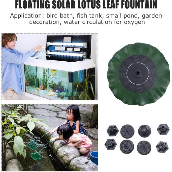 DOITOOL Solar Bird Bath Fountains, Lotus Leaf Shape Solar Fountain, Outdoor Dc Brushless Pump for Fish Pond Garden Bird Bath Decor, 7.87 X 7.87 X