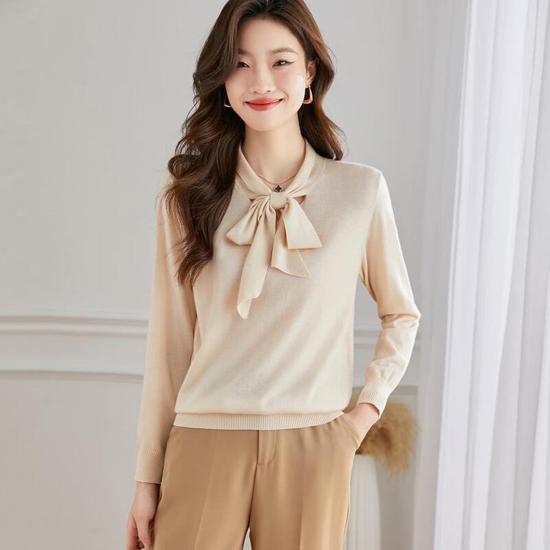 Women's Thin Wool Blend Bow Knit Sweater