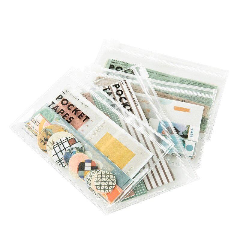 4 Designs 40Pcs/lot Vintage Sights Simple Stripe Pocket Tape Deco Stickers Scrapbooking Bullet Journal Deco Stickers