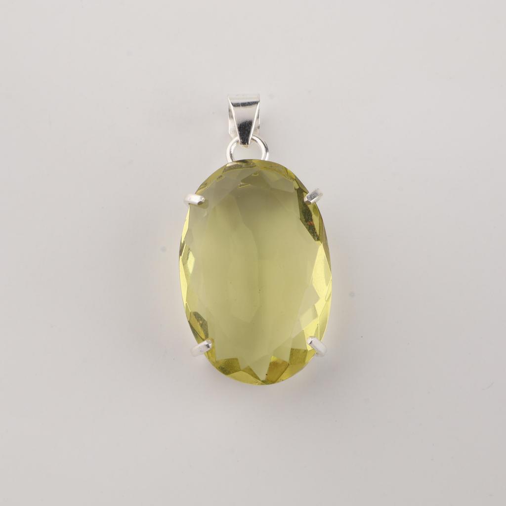 Lemon Topaz Gemstone Silver Pendant, 925 Sterling Silver Handmade Necklace, Women Jewelry, Gift For Her PP-64-7