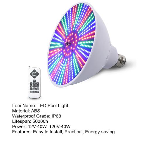Dálkové ovládání LED osvětlení bazénu Vysoký jas Úspora energie RGB Změna barvy podvodního osvětlení bazénu Náhradní žárovka