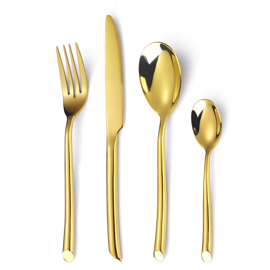 Stainless Steel Western Tableware Steak Knife Creative Hotel Household Round Handle Oblique Tail Knife and Fork Spoon Mirror Light