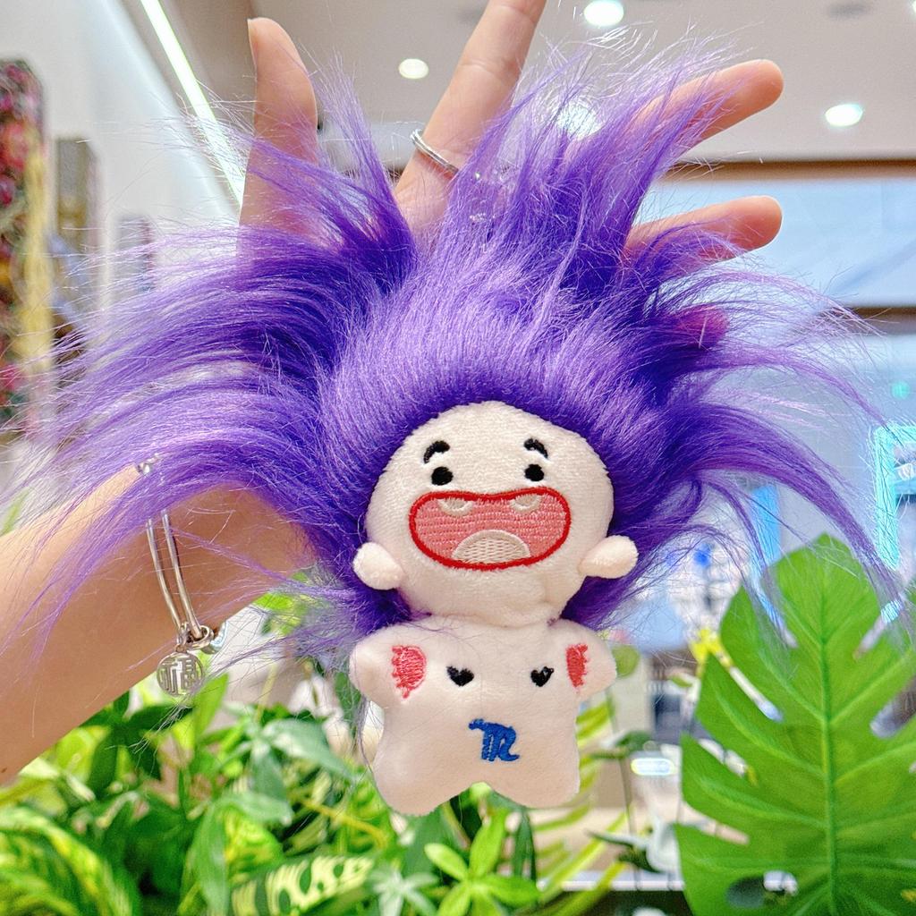 Uroczy breloczek bawełniany lalka z brakującym zębem - Kreatywna pluszowa zabawka i dekoracja plecaka