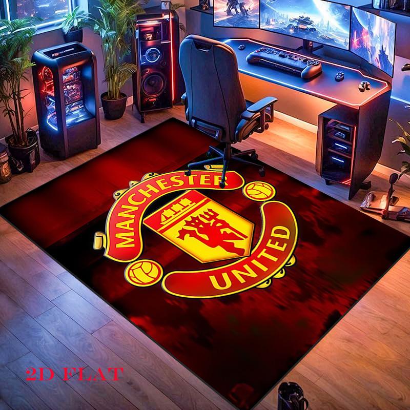 Tappeto Man Utd per Soggiorno Camera da Letto Casa Decorazione Divano, Tappetino Antiscivolo per Giochi Bambini