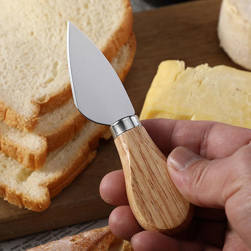 4Pcs Cheese Cutter Knives Set Mini Butter Cheese Knife Slicer Wood Handle Cheese Fork Spatula Spreader Gift Box Kitchen Gadgets