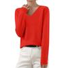 Women's Autumn And Winter Fashion Long-sleeved Basic V-neck Loose Pullover Sweater Top