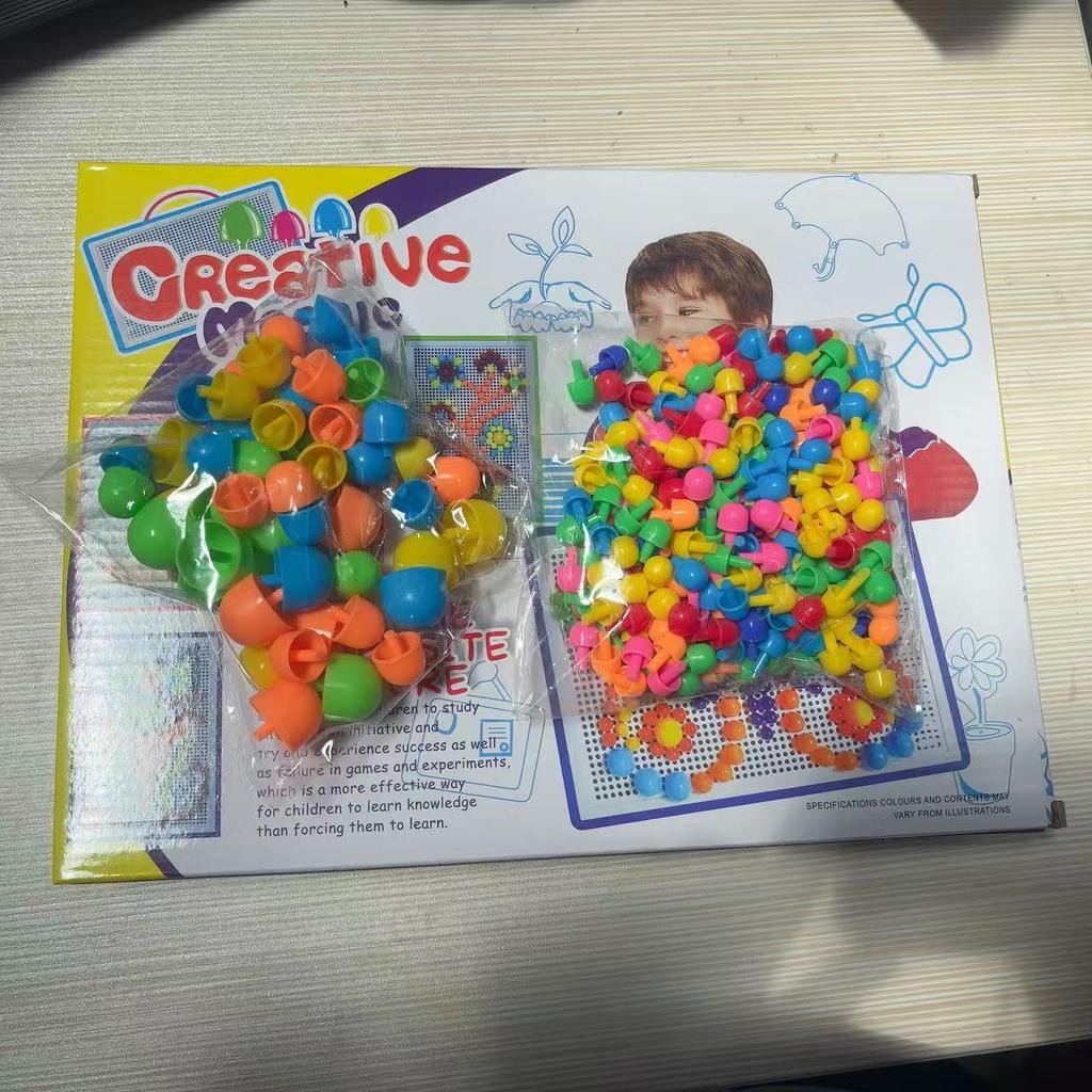 296/592pcs Mushroom Nail DIY Handmade Toys Montessori Educational Toys Intelligent 3D Puzzle Game Jigsaw Board Gifts