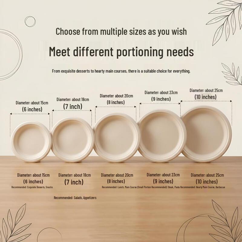 7-inch Disposable Sugarcane Pulp Plates