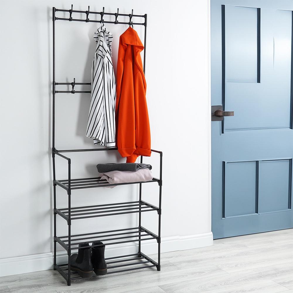 Clothes Hanger + Shelf Metal Shoe Rack Wardrobe