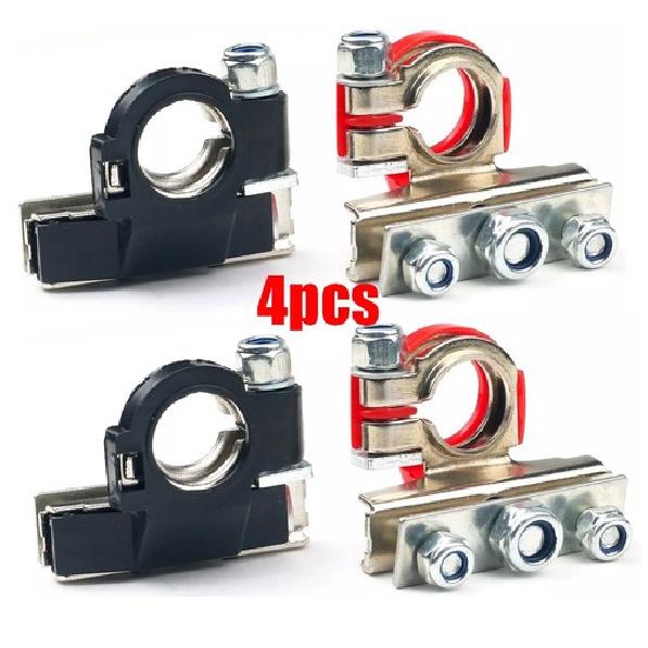 4Pcs 3 Way Automotive Top Post Battery Wire Cable Terminals Clamp Connectors Kit