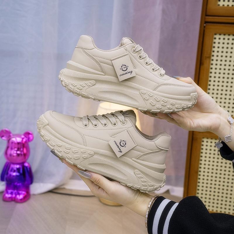 Adidași de damă de primăvară, pantofi albi mici, pantofi noi cu platformă, pantofi de tată, pantofi de bord versatili și respirabili pentru studenți, pantofi de damă