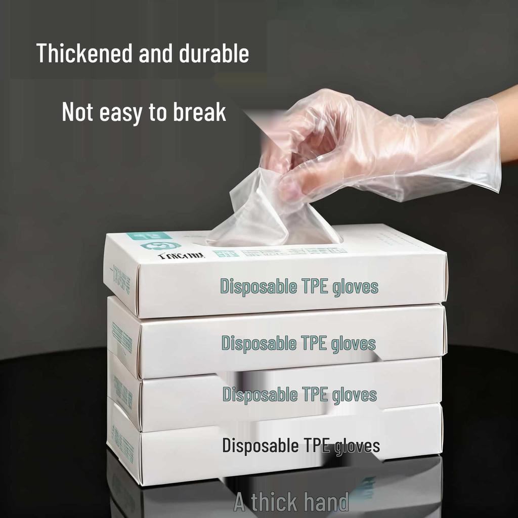 TPE Non-slip Thickened Transparent Disposable Gloves for Kitchen and Catering