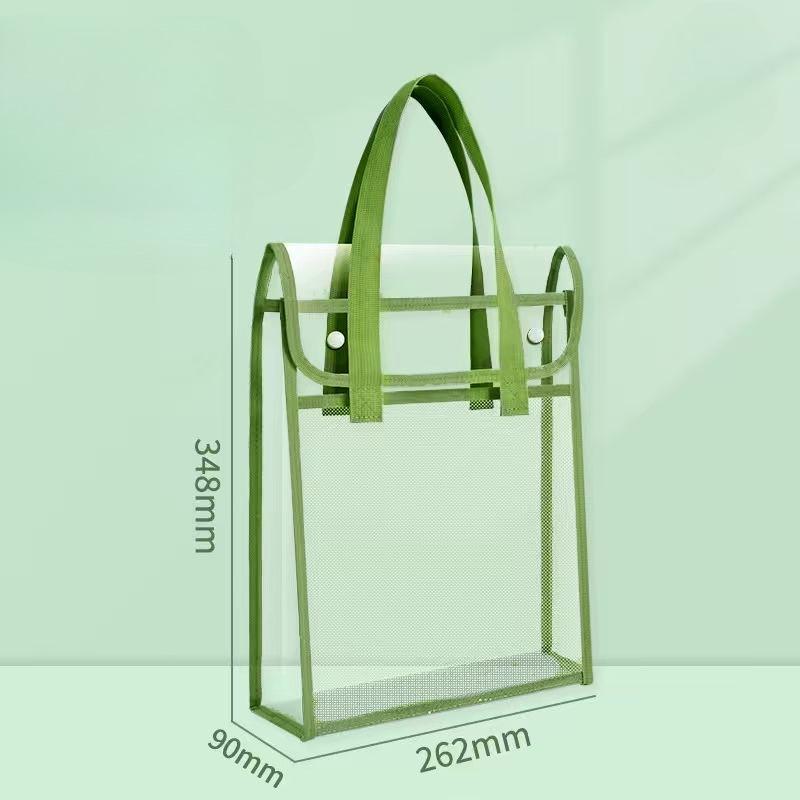1/2/3PCS Waterproof Clear PVC Tote Bag Mesh Handbag Multi-function Exam Storage Bag Office Document Bag Daily Shopping Cosmetic Bags