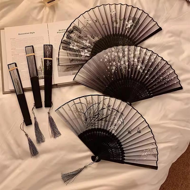 Chinese Style Folding Hand Fan Japanese Bamboo Fans Retro Style Hand Fan Art Craft Gift Photo Props Home Decorative Ornaments