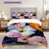 Flower Painting Pattern Bedding Quilt Set Quilt Cover Pillowcase Home Decoration Birthday Gift (1 * duvet cover + 2 * pillowcase, without core)