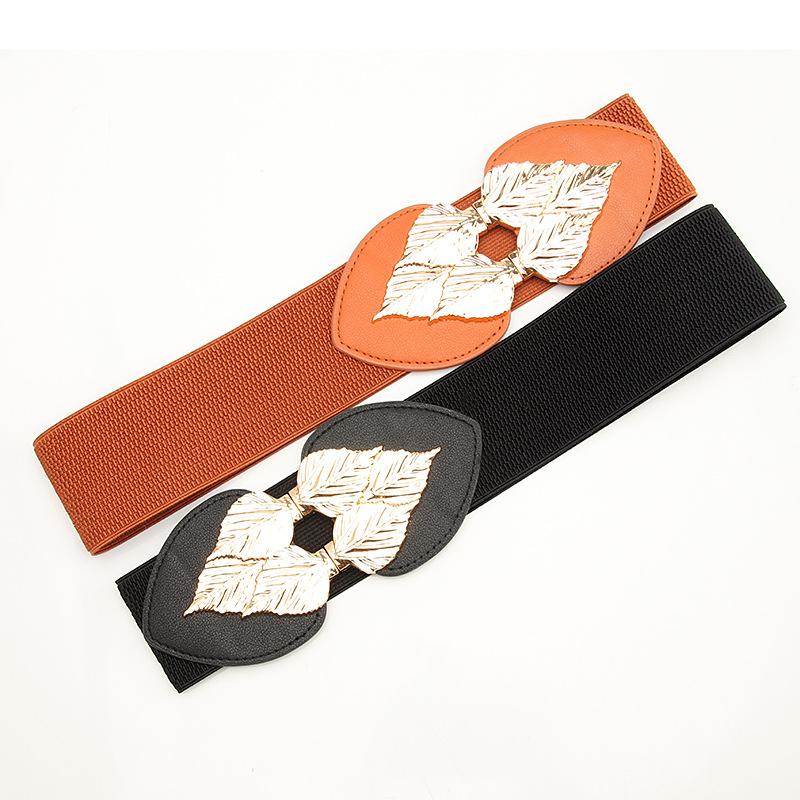 Cool With Waist Corset Leaf Shape Belt Decorative Clothes Skirt Stretch Waist Line Women'S Waist Seal